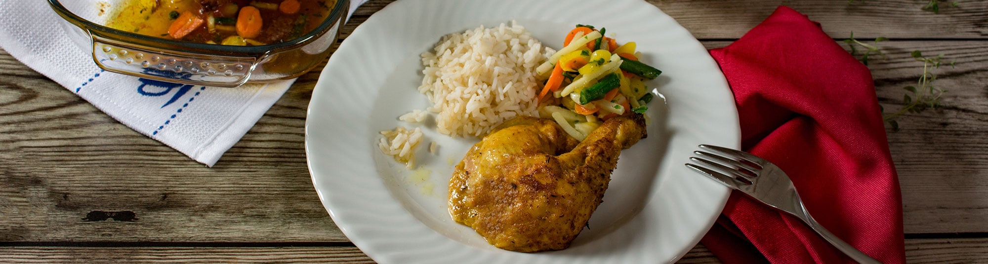 Gefülltes Brathuhn mit Buttergemüse