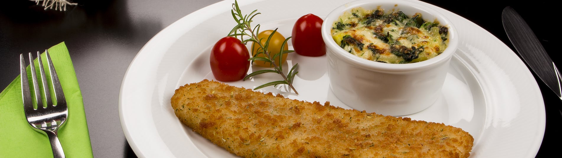 Kartoffel Spinat Gratin goldbraun aus dem Ofen. 