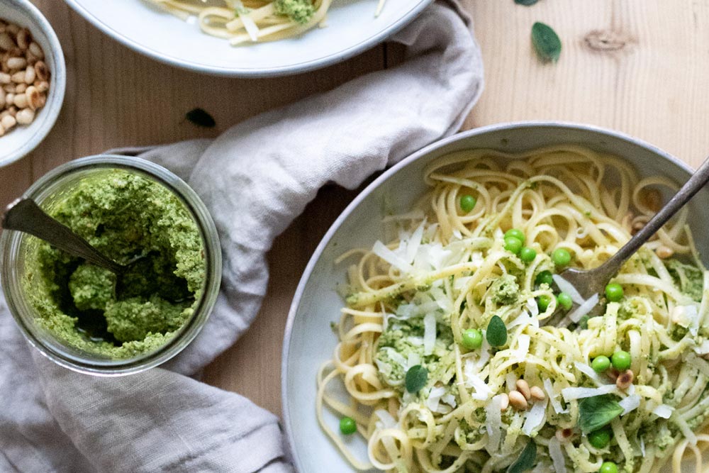Pasta mit Erbsenpesto