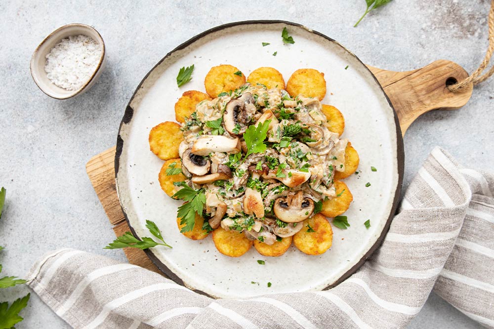 Mini Rösti mit Pilzsugo