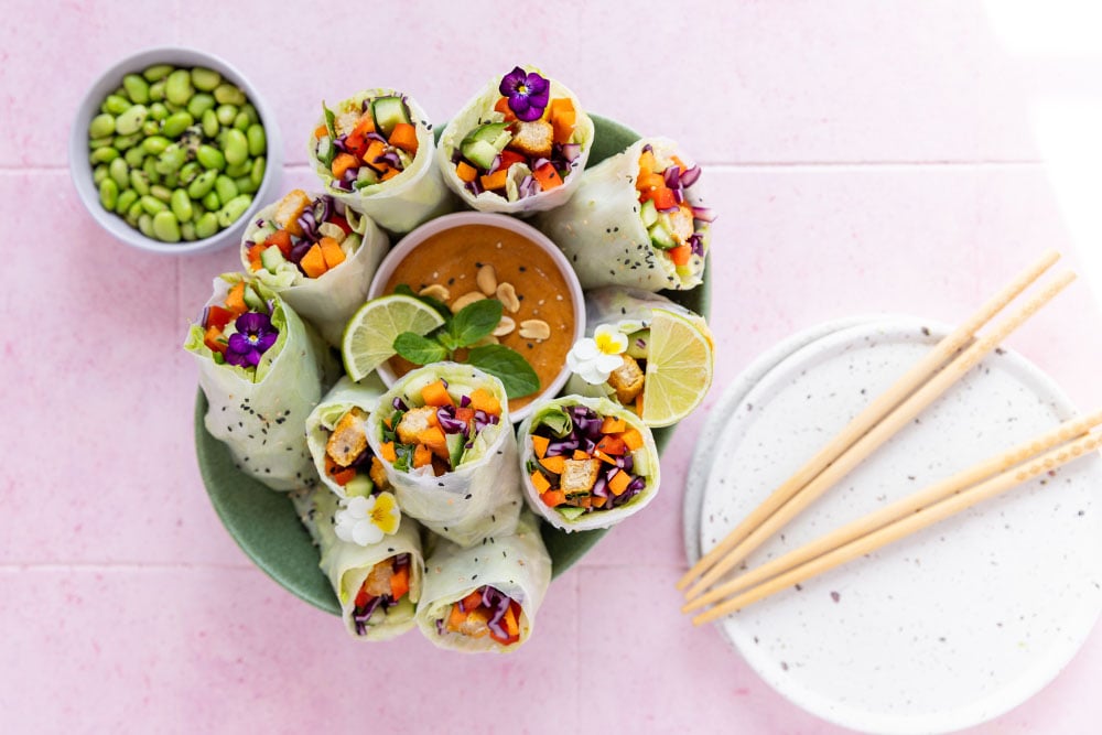 Sommerrollen mit Green Cuisine Nuggets und Erdnusssauce