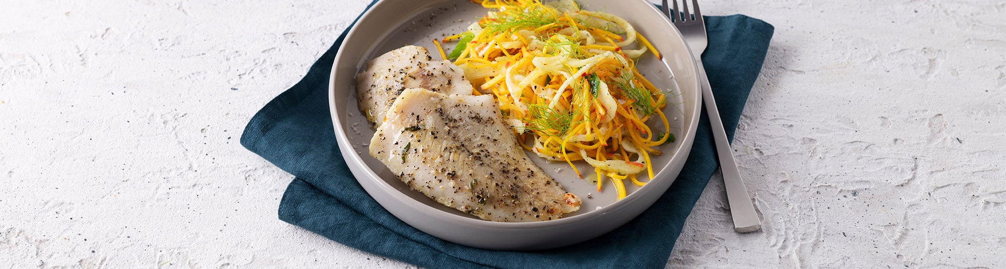 Forellenfilet mit Kürbis-Fenchel-Salat